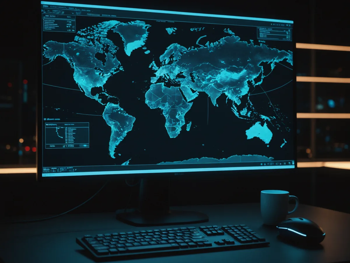 Freight operations desk at night with monitor displays showing routing dashboards
